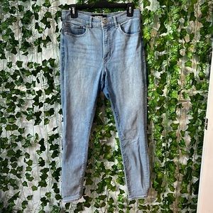 Express High Rise Light Wash Ankle Skinny Jeans